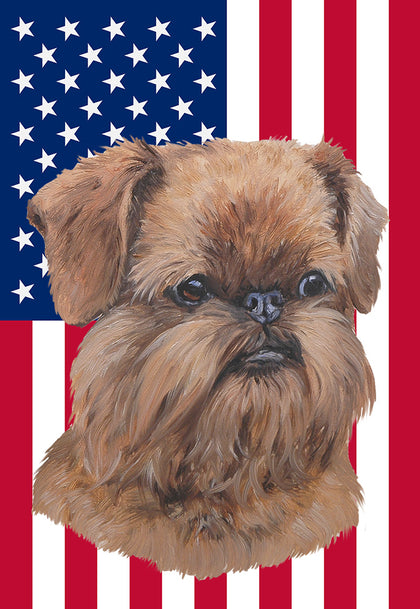 Brussels Griffon Uncropped - Best of Breed American Flags House and Garden Size