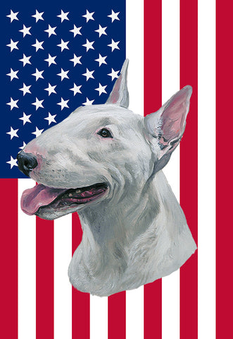 Bull Terrier - Best of Breed American Flags House and Garden Size
