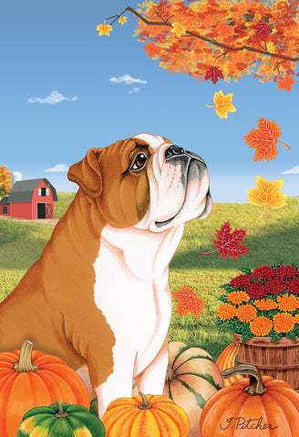 Bulldog - Tomoyo Pitcher Autumn Leaves Outdoor Flag