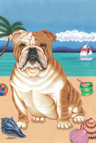 Bulldog - Tomoyo Pitcher Summer Beach Garden Flag 12" x 17"..