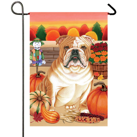 Bulldog - Best of Breed Autumn Harvest Garden Flag 12" x 17"..