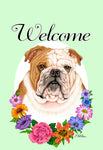 Bulldog - Best of Breed Welcome Flowers Garden Flag 12" x 17"..