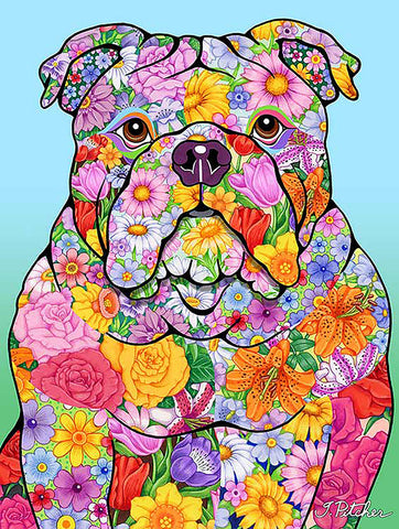 Bulldog - Tomoyo Pitcher Flowers Garden Flag 12" x 17"..