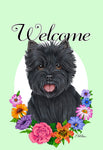 Cairn Terrier Black - Best of Breed Welcome Flowers Garden Flag 12" x 17"