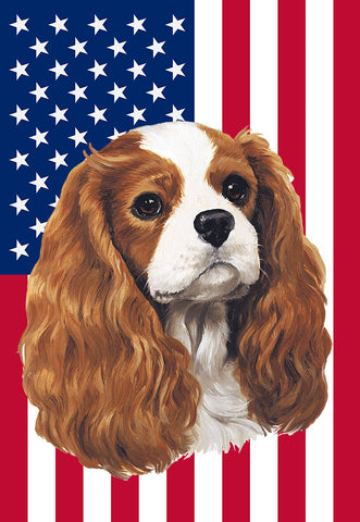 Cavalier King Charles Blenheim - Best of Breed American Flags House and Garden Size
