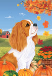 Cavalier King Charles Blenheim - Tomoyo Pitcher Autumn Leaves Outdoor Flag