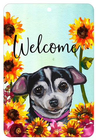 Chihuahua Black - HHS Welcome Indoor/Outdoor Aluminum Sign 8" x 12"