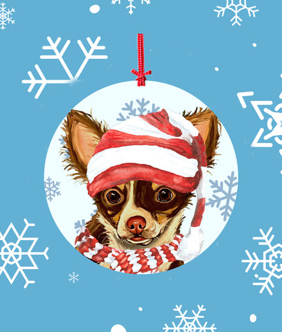 Chihuahua Longhair -   Hippie Hound Studios Christmas Tree Ornament