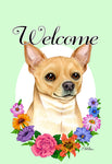 Chihuahua Tan - Best of Breed Welcome Flowers Garden Flag 12" x 17"