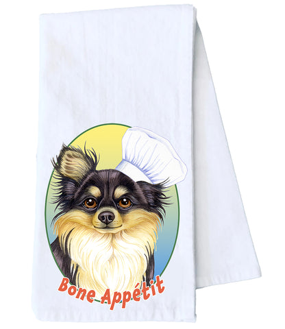 Chihuahua Longhair Black - Tomoyo Pitcher Flour Sack Towel  Size 28" x 28" 100% Cotton