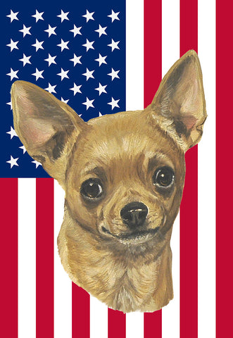 Chihuahua Tan - Best of Breed American Flags House and Garden Size