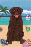 Chocolate Labrador- Tomoyo Pitcher Summer Beach Garden Flag 12" x 17"