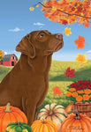 Chocolate Labrador- Tomoyo Pitcher Autumn Leaves Outdoor Flag