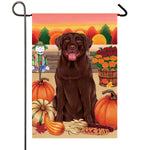 Chocolate Labrador- Best of Breed Autumn Harvest Garden Flag 12" x 17"