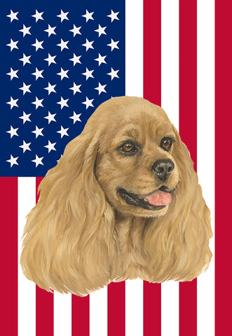 Cocker Spaniel Buff - Best of Breed American Flags House and Garden Size