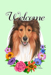 Collie - Best of Breed Welcome Flowers Garden Flag 12" x 17"
