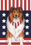 Collie - Tomoyo Pitcher Patriot Garden Flag 12" x 17"