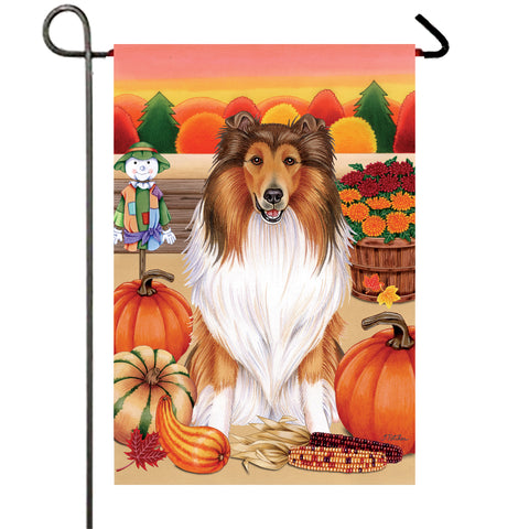 Collie - Best of Breed Autumn Harvest Garden Flag 12" x 17"