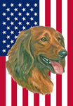 Dachshund  Longhaired Red - Best of Breed American Flags House and Garden Size