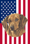 Dachshund  Red - Best of Breed American Flags House and Garden Size