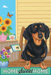 Dachshund Black/Tan - Tomoyo Pitcher Home Sweet Home Outdoor Flag