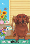 Dachshund Red - Tomoyo Pitcher Home Sweet Home Outdoor Flag