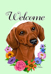 Dachshund  Red - Best of Breed Welcome Flowers Garden Flag 12" x 17"