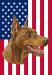 Doberman Cropped Red - Best of Breed American Flags House and Garden Size