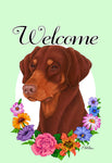 Doberman Red Uncropped  - Best of Breed Welcome Flowers Garden Flag 12" x 17"