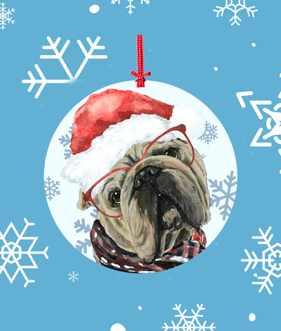 English Bull Dog -   Hippie Hound Studios Christmas Tree Ornament