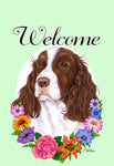Springer Spaniel L/W- Best of Breed Welcome Flowers Garden Flag 12" x 17"