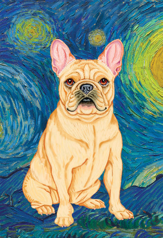 French Bulldog Cream - Tomoyo Pitcher Van Gogh Outdoor Flag