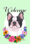 French Bulldog White/Black - Best of Breed Welcome Flowers Garden Flag 12" x 17"