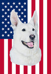 German Shepherd White - Best of Breed American Flags House and Garden Size