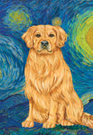 Golden Retriever - Tomoyo Pitcher Van Gogh Garden Flag 12" x 17"