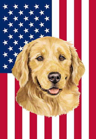 Golden Retriever - Best of Breed American Flags House and Garden Size