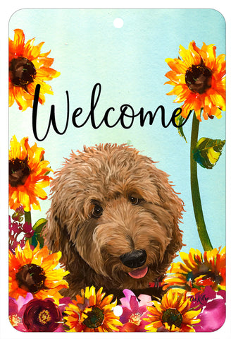 Goldendoodle Apricot - HHS Welcome Indoor/Outdoor Aluminum Sign 8" x 12"