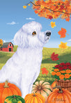 Goldendoodle White  -  Tomoyo Pitcher Autumn Leaves Outdoor Flag