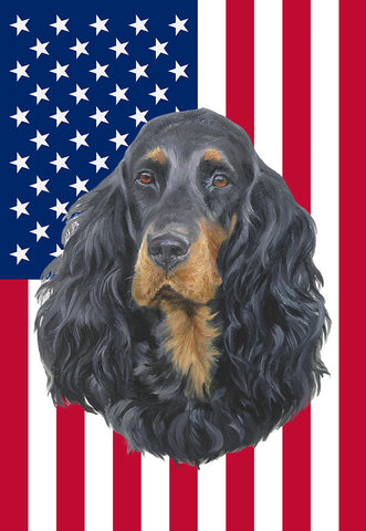 Gordon Setter - Best of Breed American Flags House and Garden Size