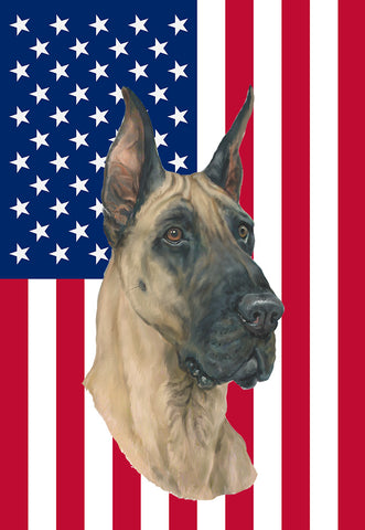Great Dane - Linda Picken - Best of Breed American Flags House and Garden Size