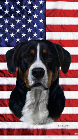 Greater Swiss Mountain Dog - Best of Breed Patriotic Terry Velour Microfiber Beach Towel 30" x 60"