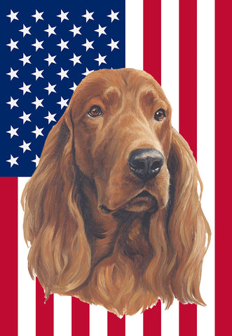 Irish Setter - Best of Breed American Flags House and Garden Size