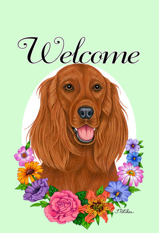 Irish Terrier - Best of Breed Welcome Flowers Garden Flag 12" x 17"