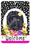 Labradoodle Black - HHS Paw Prints Welcome Indoor/Outdoor Aluminum Sign 8" x 12"