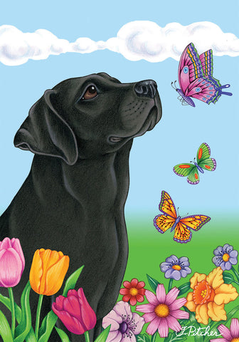 Black Labrador - Best of Breed Butterfly Outdoor Flag