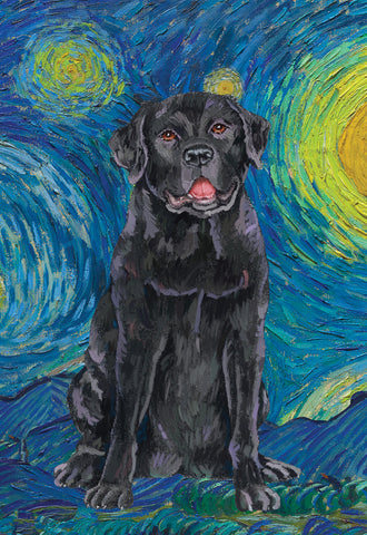 Black Labrador - Tomoyo Pitcher Van Gogh Outdoor Flag