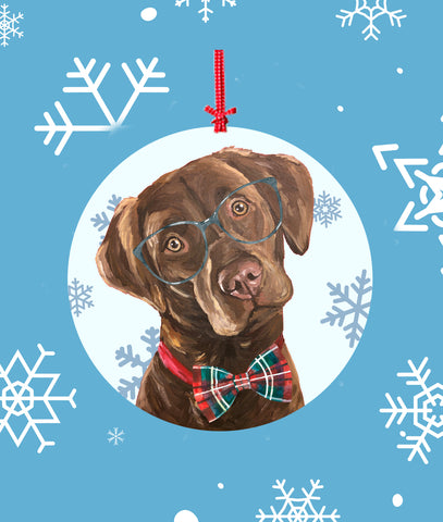 Labrador Chocolate -   Hippie Hound Studios Christmas Tree Ornament