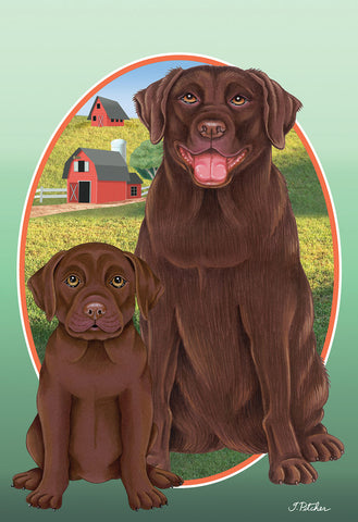 Chocolate Labrador- Best of Breed On The Farm Garden Flag 12" x 17"