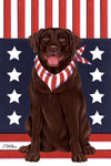 Chocolate Labrador- Tomoyo Pitcher Patriot Garden Flag 12" x 17"