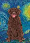 Chocolate Labrador - Tomoyo Pitcher Van Gogh Outdoor Flag